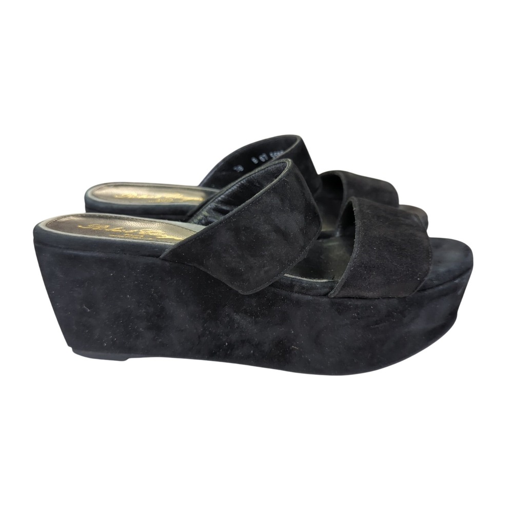 Robert Clergerie Frazzia Black Suede Wedge Platform Sandals Slides Size‎ 38
7.5